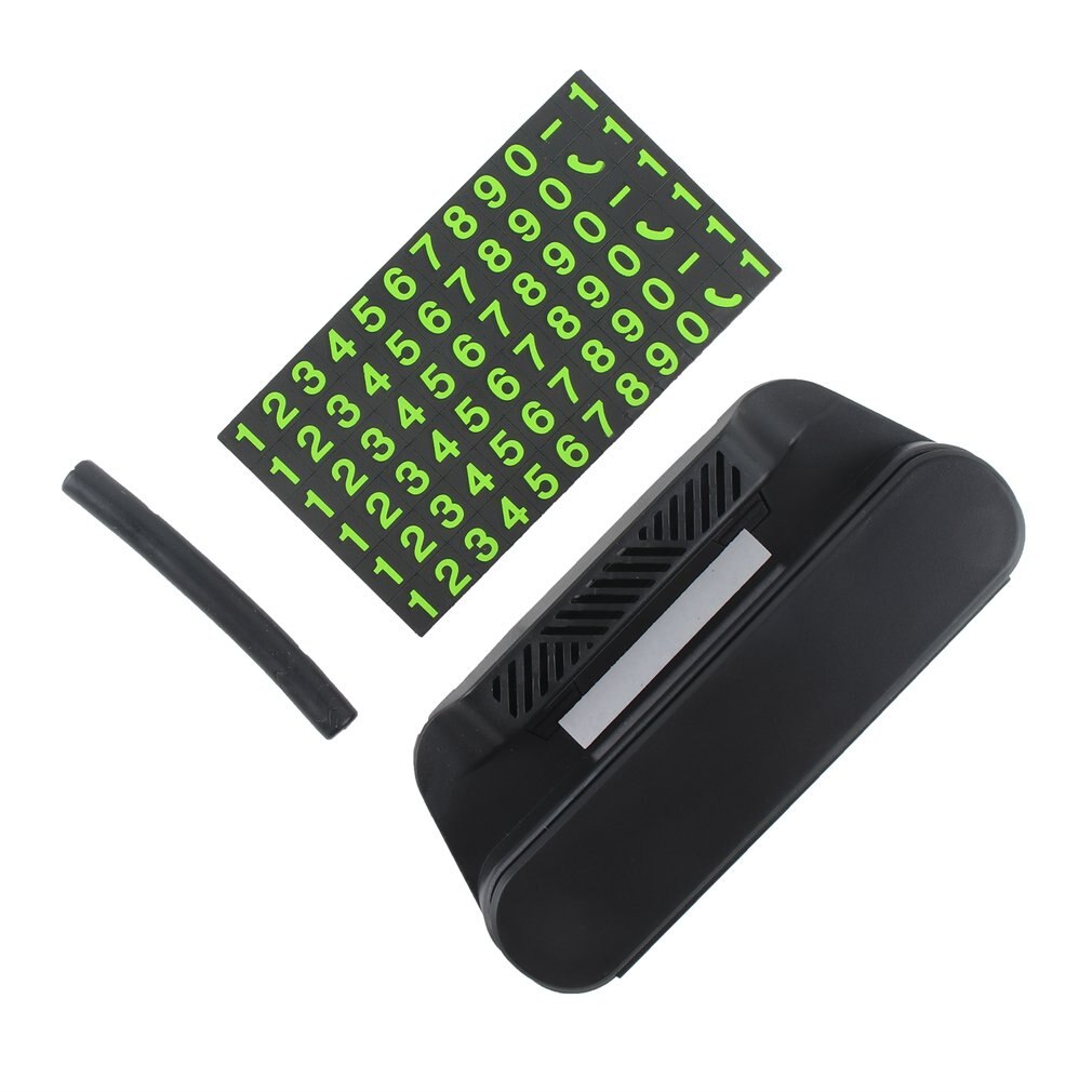 Soporte de teléfono multifunción/Número de estacionamiento de coche con prensa de alta definición, ambientador de tarjeta temporal luminoso para estacionamiento, pegatina de Perfume para coche: Black