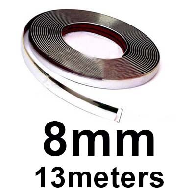 13M Car Chrome Body Strip Bumper Auto Door Window Protective Moulding Styling Flexible Trim Sticker 6MM 8MM 12MM 15MM 20MM 30MM: 8mm