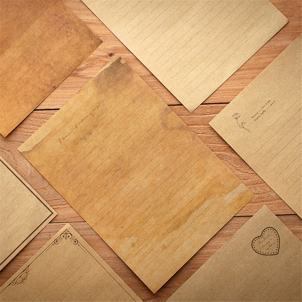 12pcs/set Vintage Kraft Paper Encelopes Writing Paper European Style Letter Writing Envelope Letter Paper Office Stationery