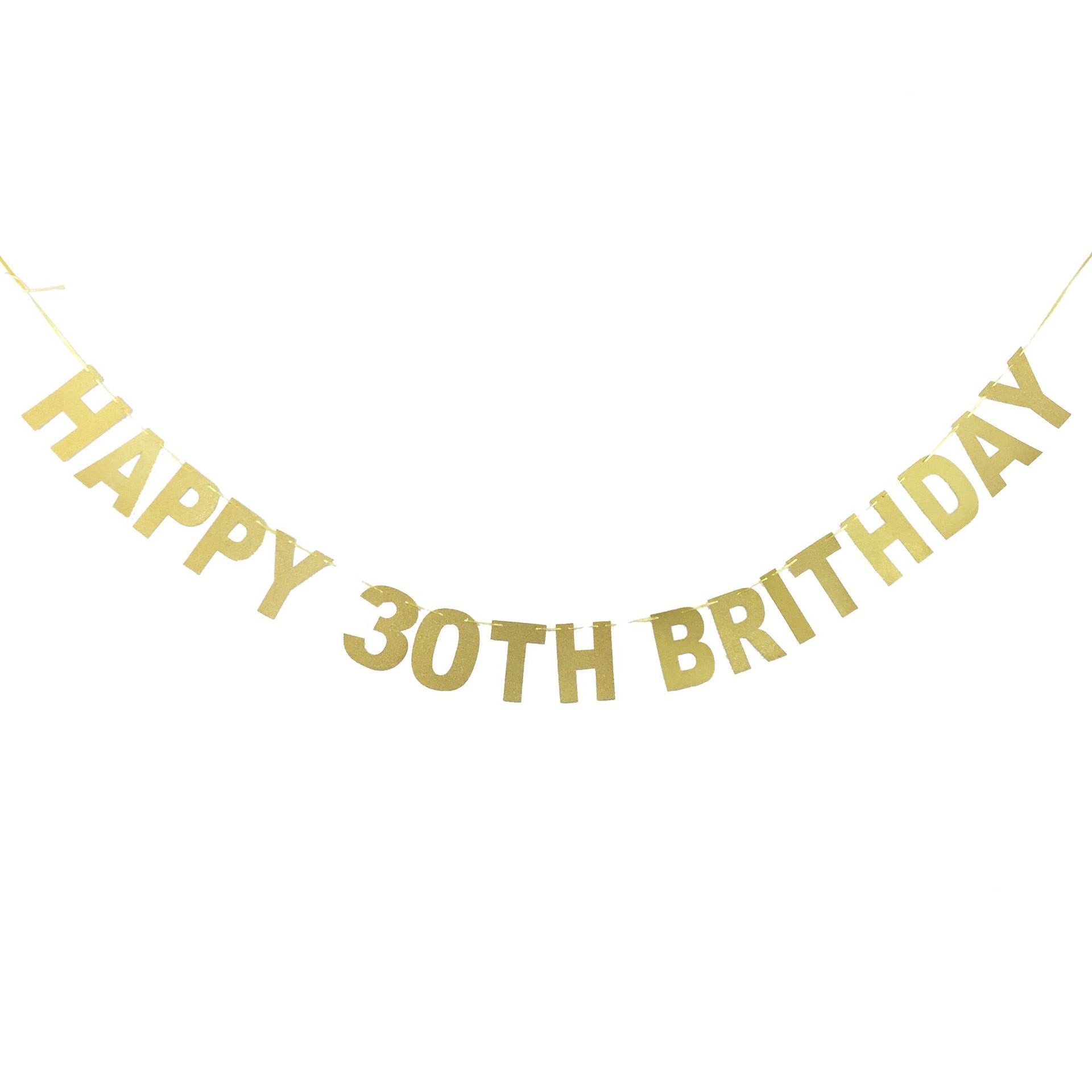 Happy Birthday Banner 40th Birthday Decorations Glitter Gold Letter Banner 10 20 30 40 50 60 70 80 90 Years Birthday Party Decor