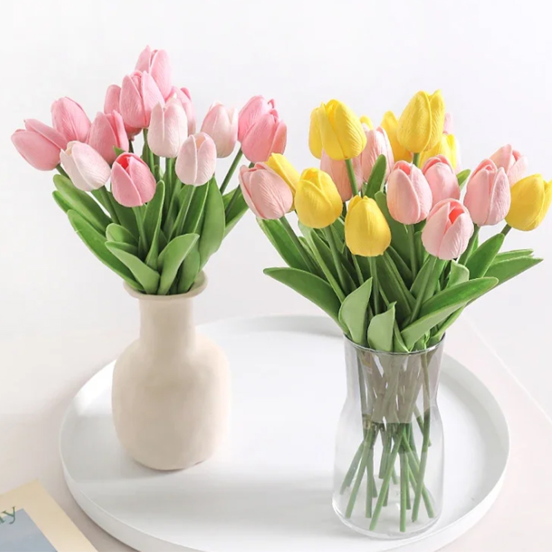 10 stk kunstig tulipanbukett hjem hagedekorasjon bukett bryllup brudebukett festlig fest håndverk vase plantedekorasjoner