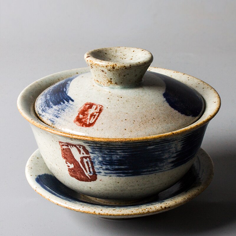 Zen håndmalet gaiwan til te-keramik terrin med låg testel kung fu te-ceremonisæt kaffekopper skåle vintage chawan 150ml