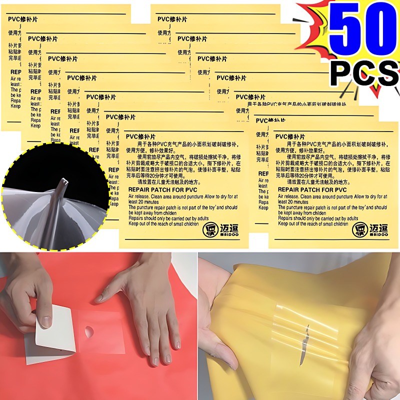 Parches de tela autoadhesivos transparentes impermeables, cinta de reparación para tienda de campaña al aire libre, juguetes inflables, parche para cama de aire para piscina, 10/50 Uds.