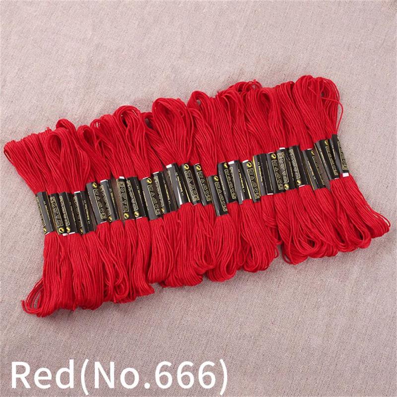 24 skeins white black red golden cross stitch embroidery cotton Strings thread line Crafts Friendship Bracelet lappet threads: Red(No.666)