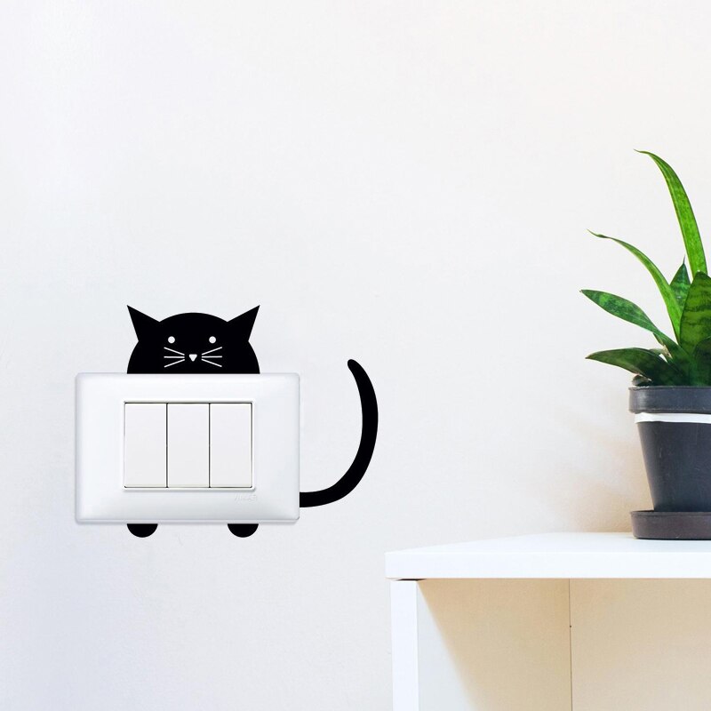 KUCADA lovely cat wall sticker switch panel wallpaper for home decoration removable pvc diy WP1448
