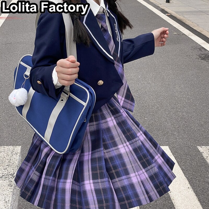 Uniforme d&#39;écolière japonaise pour filles, jupes plissées, chemise brodée harajuku, ensemble de cravate, uniformes JK Sexy pour femmes
