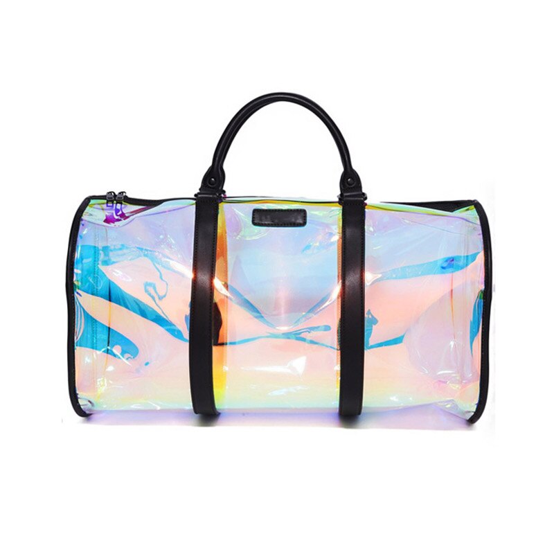 Clear PVC Transparent Duffel Bag,Colorful Large Capacity Sport Travel Beach Tote Bag,Gym Weekender Bag with Shoulder Strap