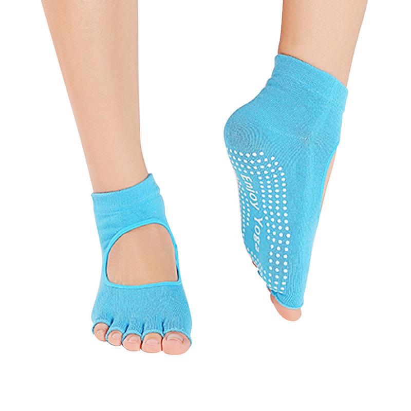Open Toe Back Yoga Socks Breathable Nonskid Sweatabsorbent Five Toes Short Socks with A Hole expert: Blue
