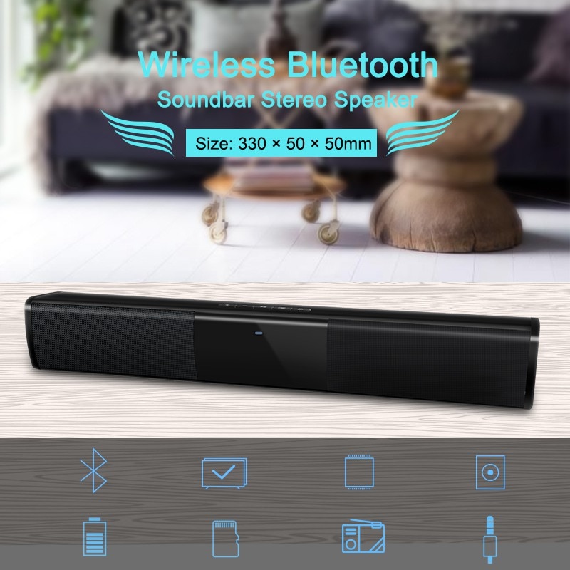 Barra de sonido inalámbrica Universal para cine en casa, altavoz estéreo con Bluetooth, Subwoofer con Radio FM, BS-28A, 3D