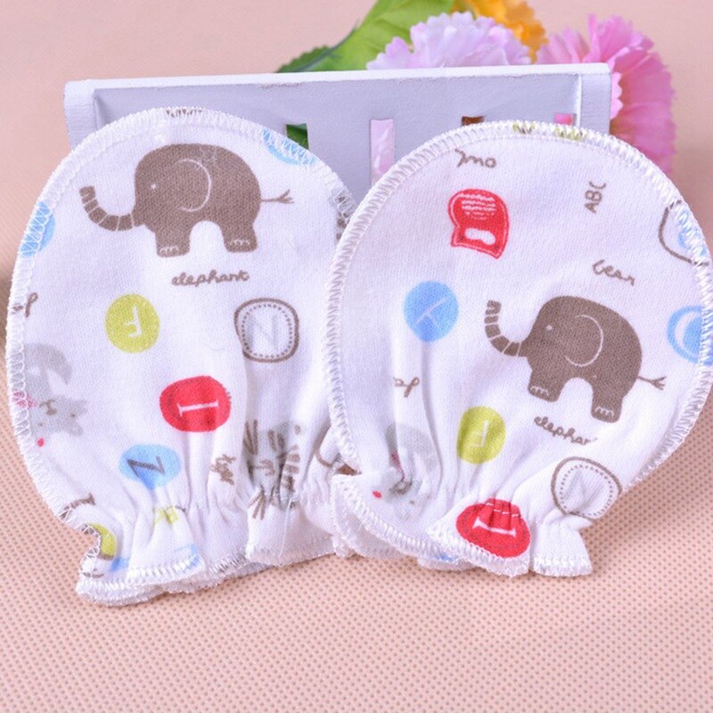 2Pairs Of Cotton Glovers For Newborn Baby Girl Boy Anti-scratch Face Protective Gloves Cute Print Elastic Glovers Random Color