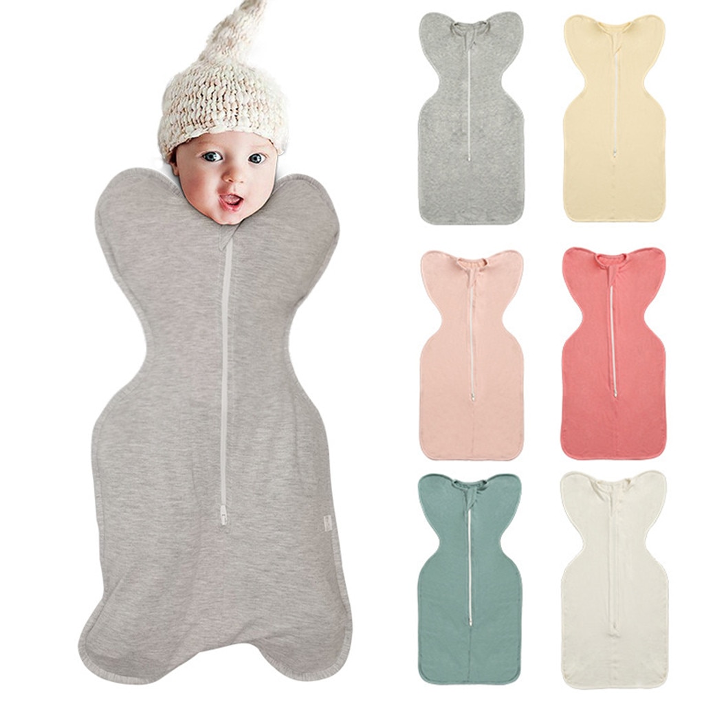 Newborn Baby Sleeping Bag Solid Zipper Girl Boy Sleeping Blanket Swaddle Wrap Infant Wearable Blanket Bedding Ju4