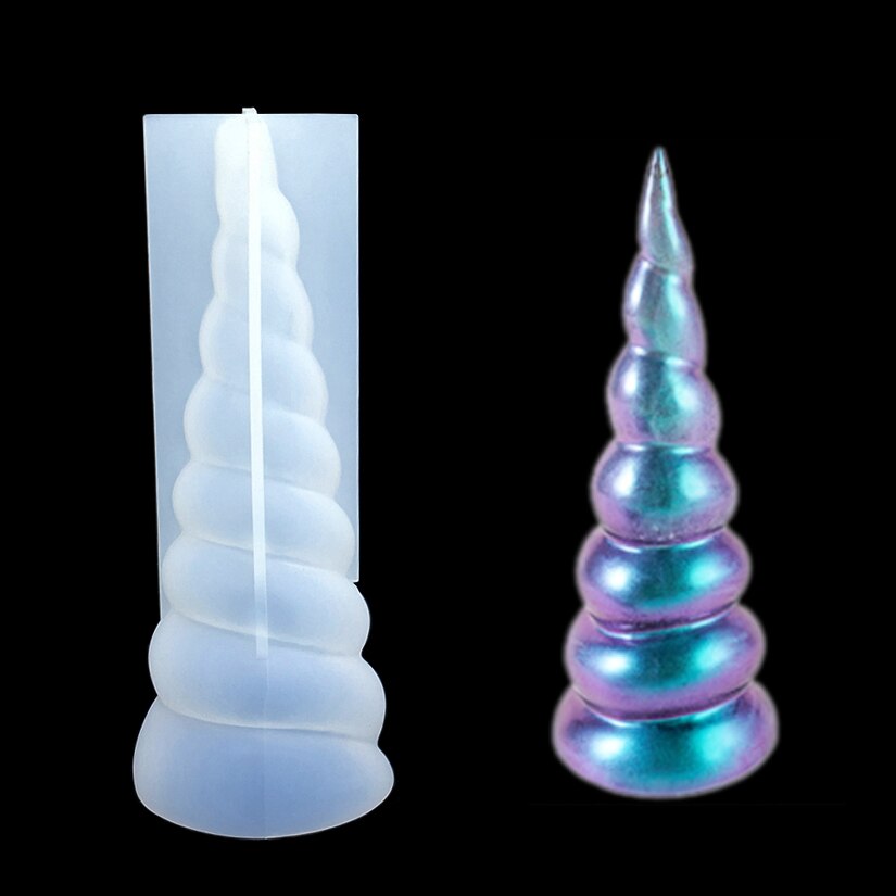 Molde de silicona con cuerno de unicornio, molde de resina de silicona, herramientas de decoración de tortas con fondant