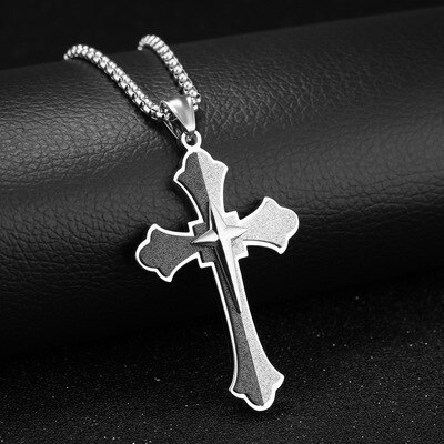 Persoonlijkheid kruis ketting mannelijke eenvoudige frosted cross hanger Christian titanium stalen ketting