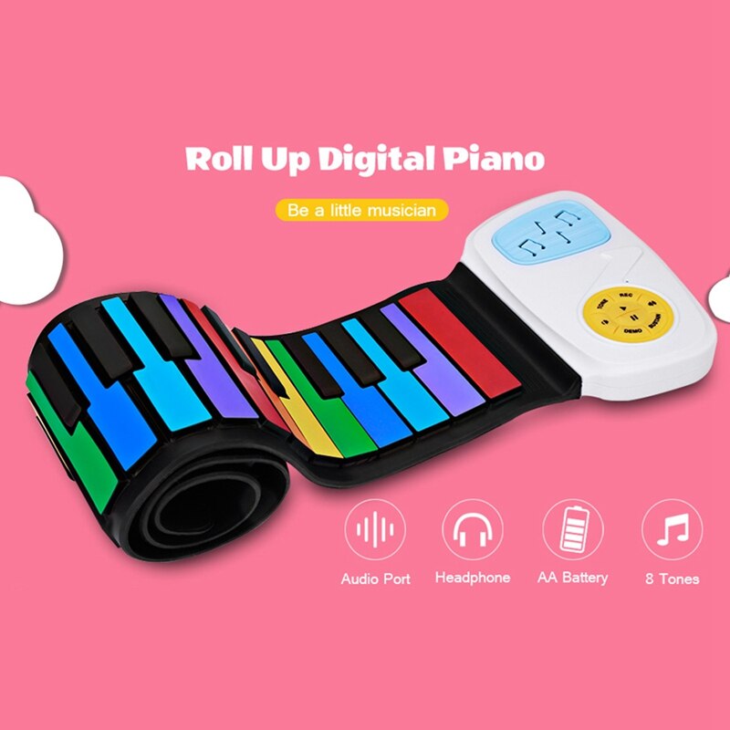 Multi Style Portable 49 Keys Flexible Silicone Roll Up Piano Folding Electronic Keyboard For Children Student