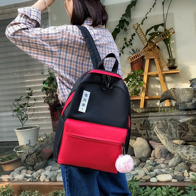 Conjunto de lona feminino, conjunto de lona, mochila feminina, grande capacidade, de viagem, escola, com caixa de lápis, bolsa para laptop diária