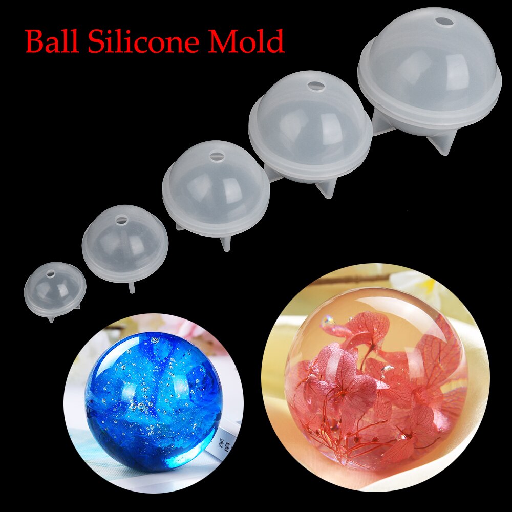 1pc 5 størrelser gennemsigtig die sfære form silikone form mønster harpiks håndværk bold smykker gør diy håndværk tilbehør