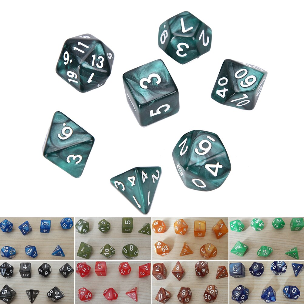 7 pz D10 Multi-di lato Gemma dado morire per I Giochi impostato