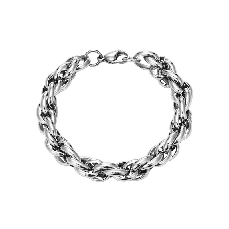 In elkaar grijpende armband hiphop straatcultuur titanium roestvrij staal materiaal klassieke kettingarmband heren trendy sieraden: Default Title