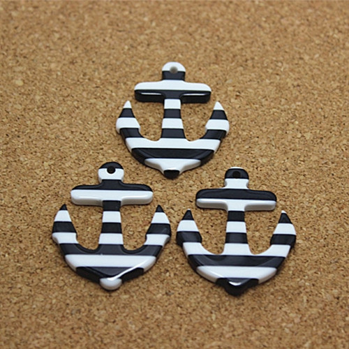 10 Stuks 33*28 Mm Streep Anker Nautical Sailor Resin Plaksteen Cabochon Voor Diy Sieraden/Craft Decoratie: black 10pcs