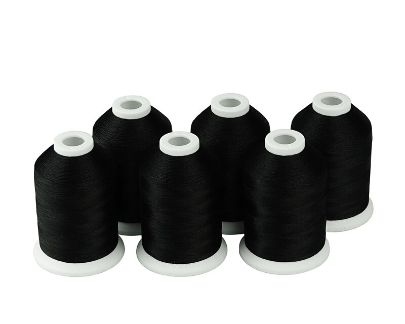 Simthread Polyester Embroidery Machine Thread Black And White Colors 1000 Meters Per Spool: 6 pieces black