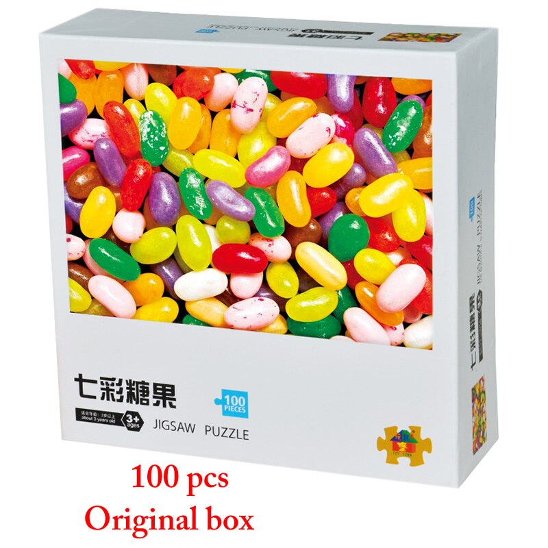 100 stücke von karton puzzle, verschiedene muster, pädagogisches pädagogisches spielzeug, geben kinder die beste geburtstag NSWOB: Colorful candy