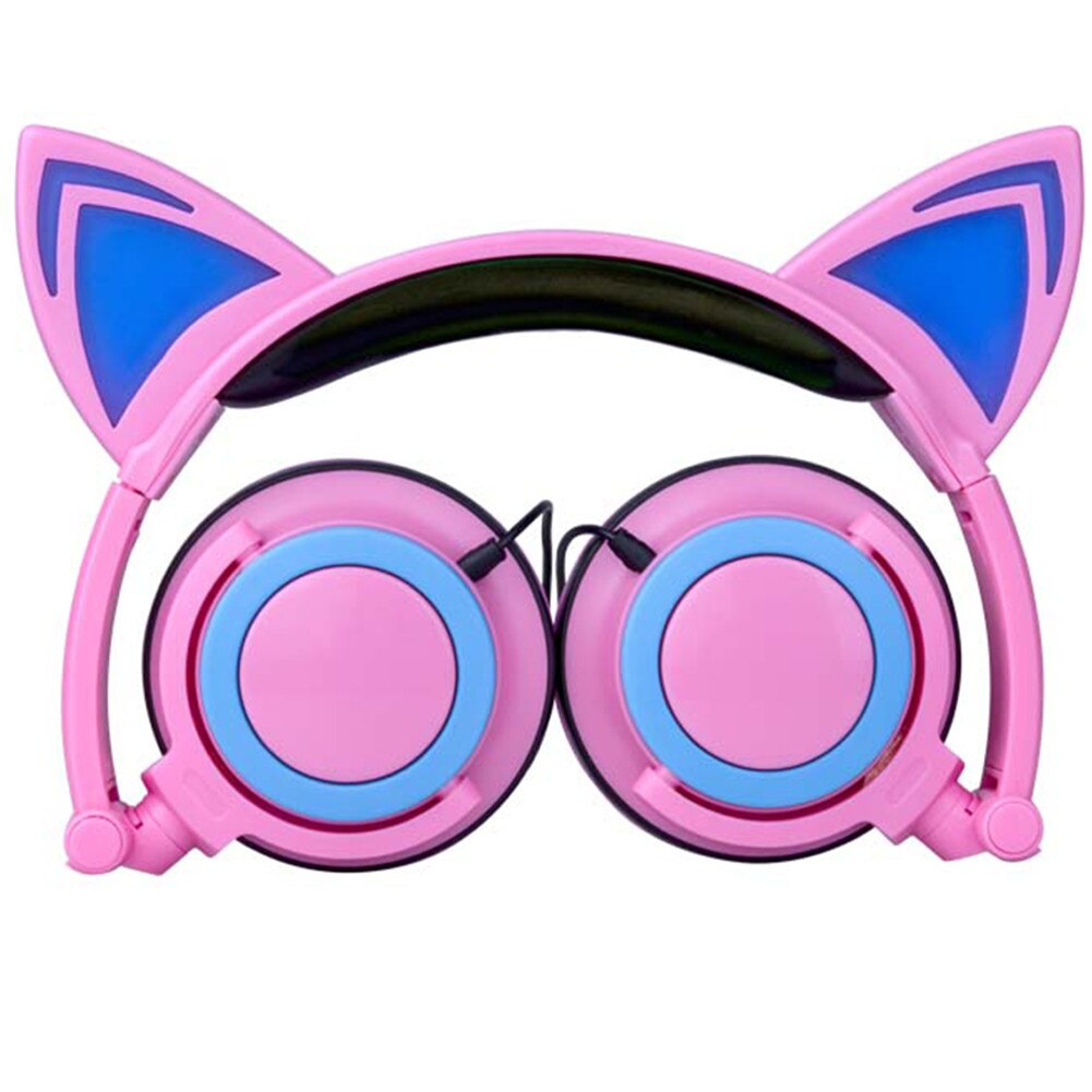 Foldable Cat Ear LED Music Lights Headphone Earphone headset for Laptop MP3 Flashing Glowing Gaming Earphones Adult Children