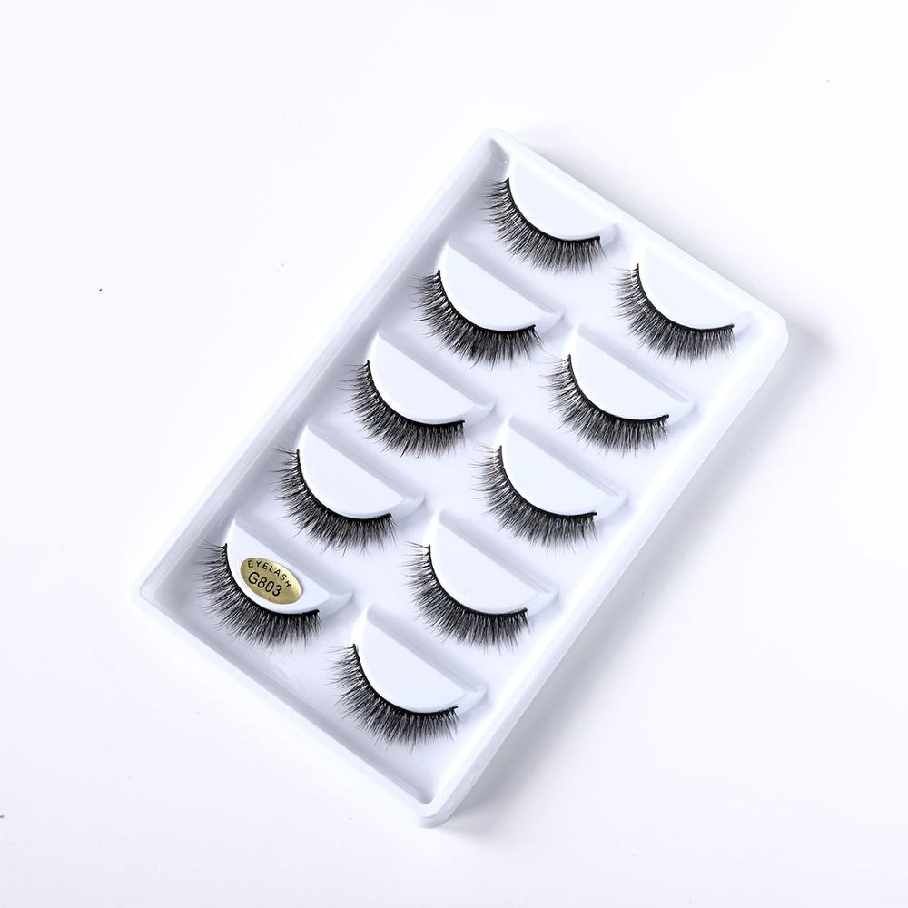 5 Pairs Dramatic Mink Lash Soft Light Weight Long Eyelashes Beauty Makeup Full Strip Lashes Crisscross Volume False Eyelash: SM-G803