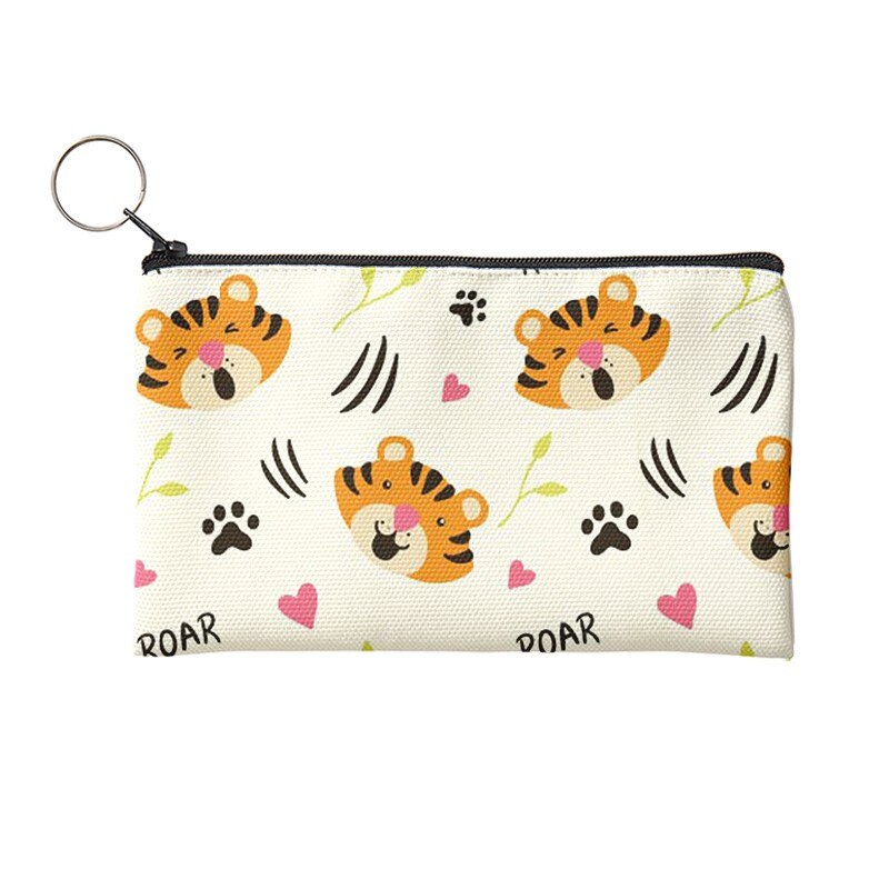 Jahr der tiger Geldbörse Frauen Mini Leinwand Karte Halter Kleine Brieftasche Tägliche Lagerung Tasche Kawaii Stift Tasche Für kinder Mädchen