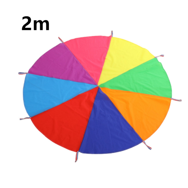 2M/3M Diameter Outdoor Rainbow Umbrella Parachute Toy Jump-Sack Ballute Play Teamwork Game Toy For Kids: 2CM