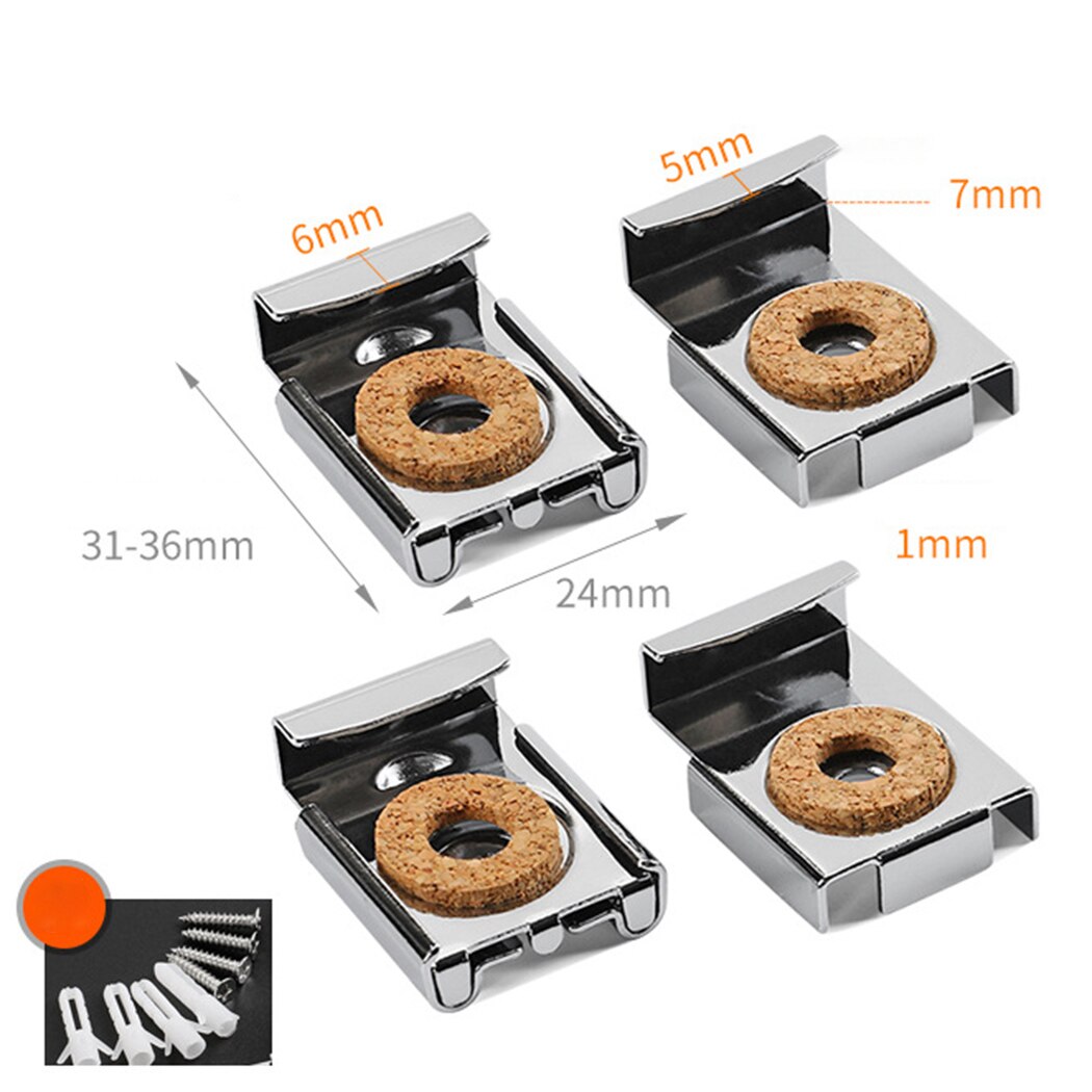 Frameless Bathroom Mirror Glass Wall Mounting Fixing Kit Hardware-With Screws Set 4-6mm 31mm*24mm*7mm