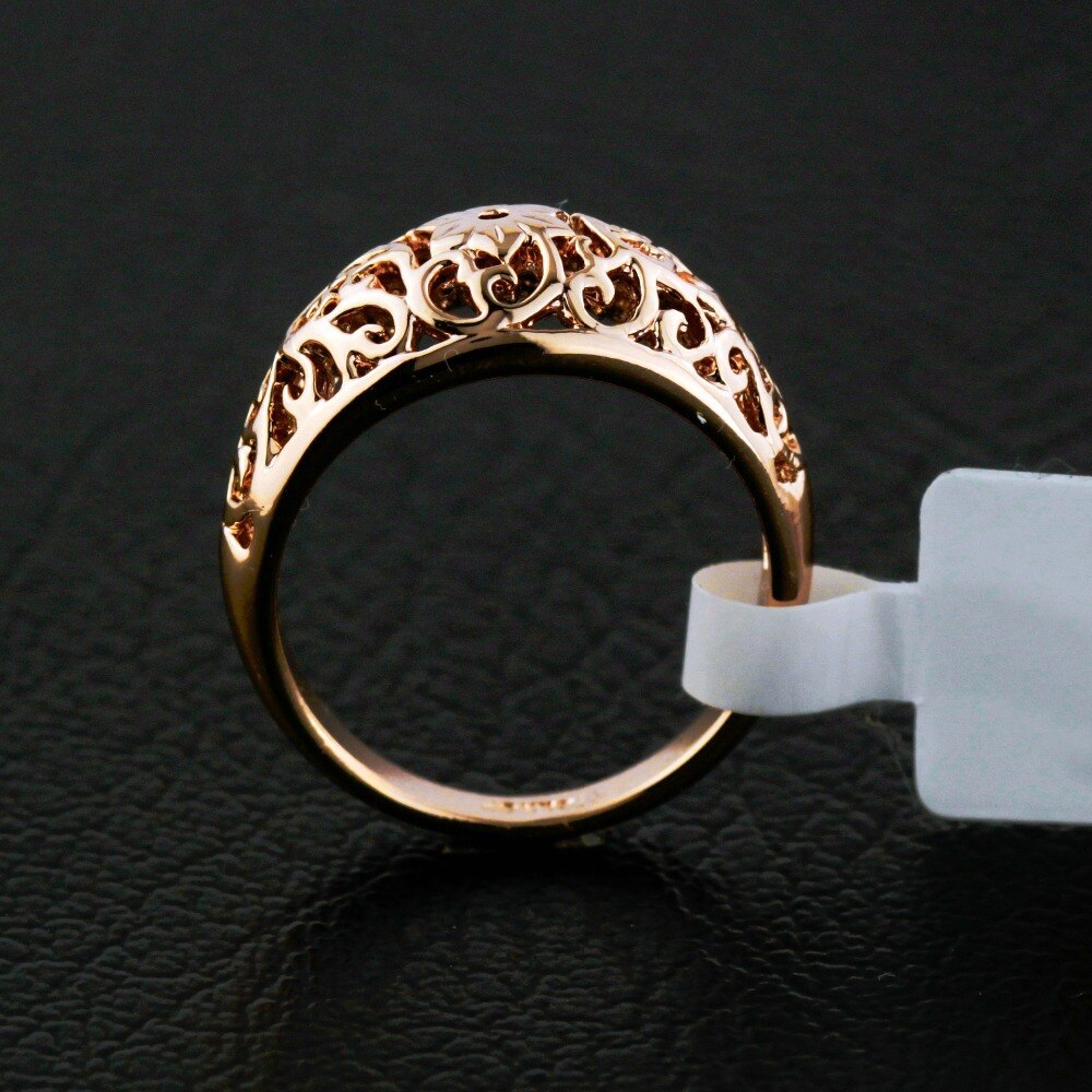 Vintage Mooie Bloem Uitholling Craft Ring Vrouwen Mode Rose Goud Kleur Sieraden
