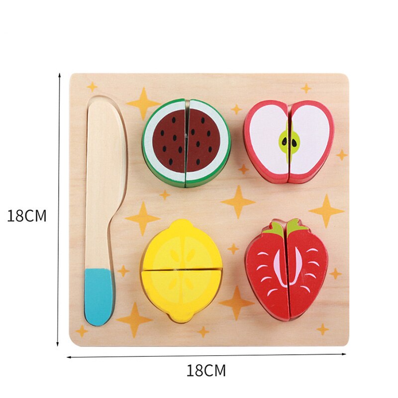 3D Wooden Puzzle Cutting Fruits Vegetables String Pretend Play Learning Early Educational Toys For Children Kids