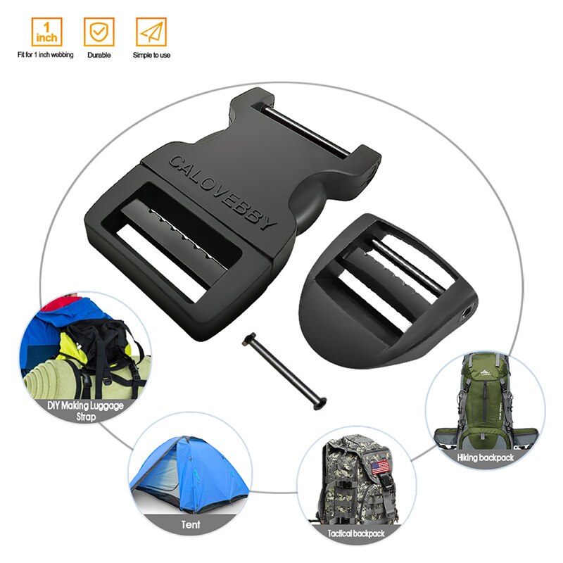 Veld Reparatie Gesp Plastic Gesp Verstelbare Quick Gesp 1 Inch Strap Flat Side Release Voor Rugzak (2 Stuks): Default Title