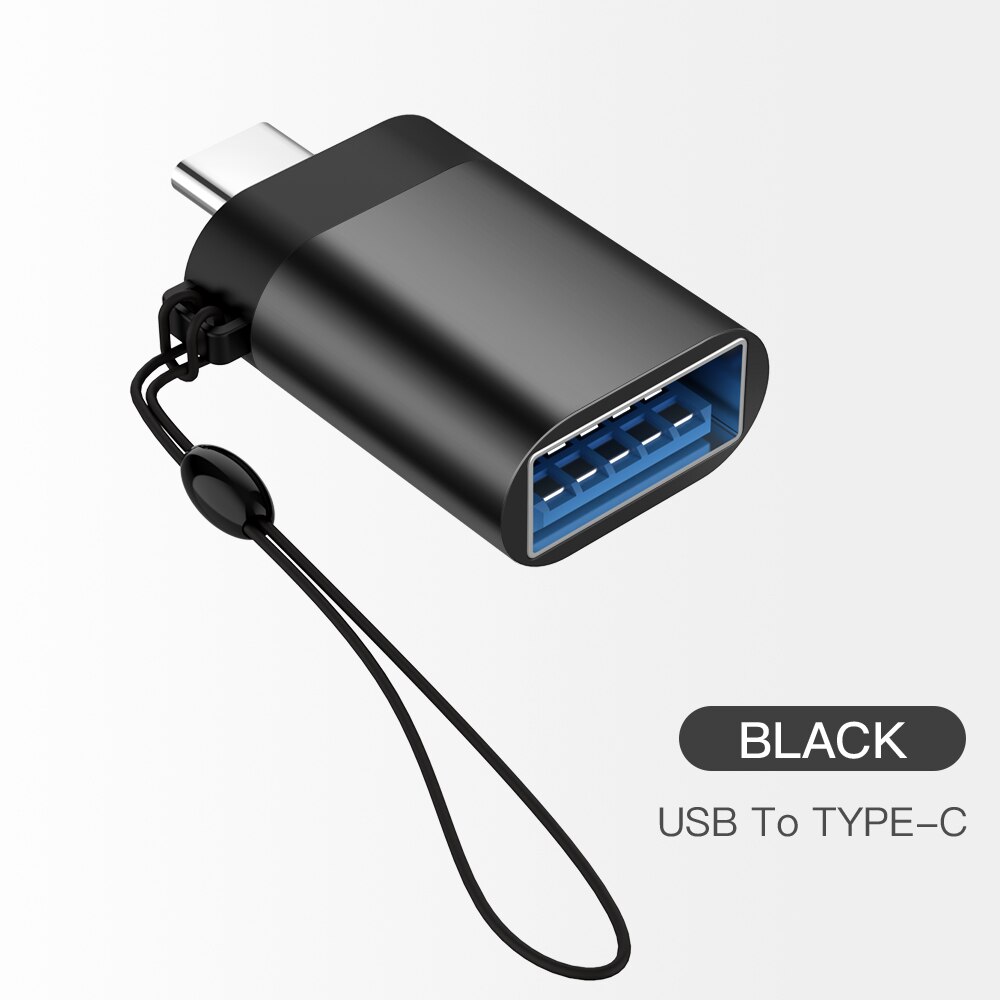 Adaptateur micro usb type-c 3.0 OTG, convertisseur de données de Charge, pour Samsung S9 S8 Huawei P20 Pro Macbook: lanyard black