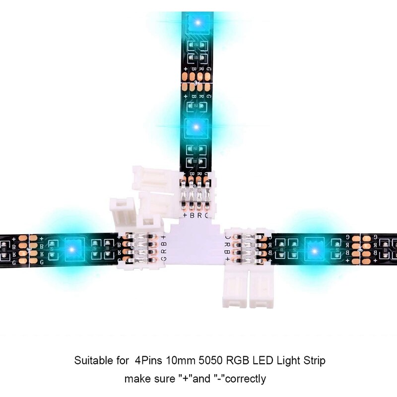 -5050 4Pin RGB LED Strip Connector Kit,T Shape Connectors,LED Strip Jumper,4 Pin Male to Male Connector