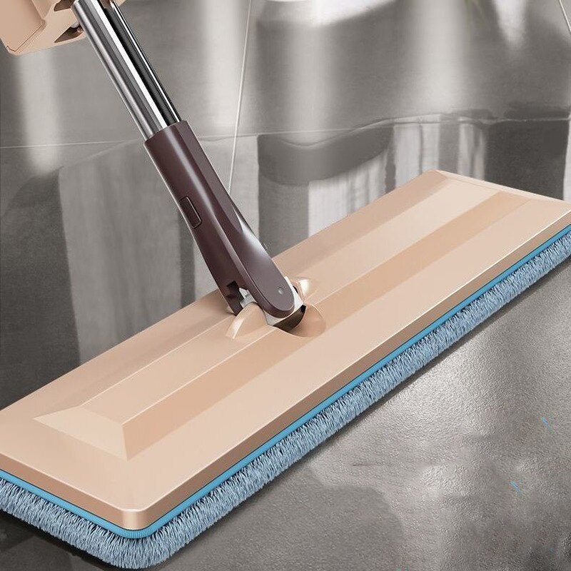 Grand balai serpillière plat à pression automatique, à double usage sec et humide, pour le nettoyage du plancher en bois