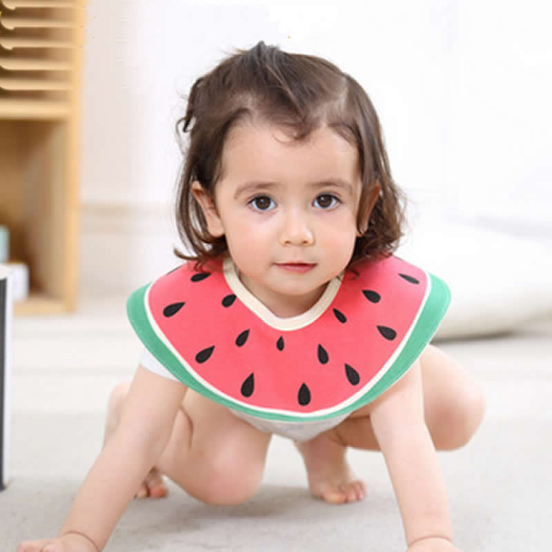 Pattern Fruit Series Round Baby Bibs Cotton Waterproof Bibs Newborn Burp Cloths For Girls Boys 0-3years Bib 360 Degree Bibs