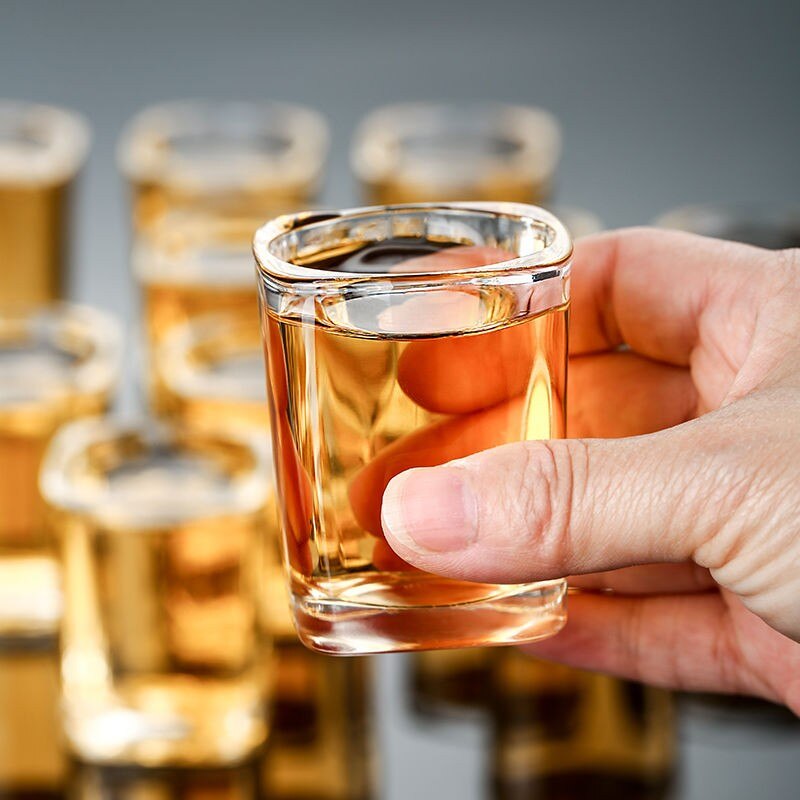 Glass Liquor Glass Set 6/12 Liquor Glass Tray Household Wine Glass Small One Mouth Cup