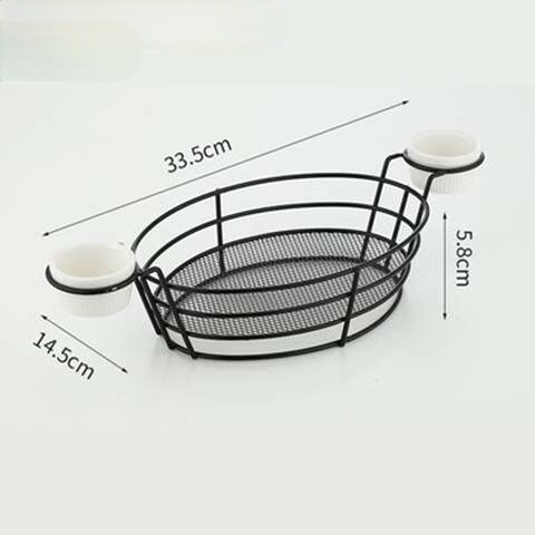 American Stainless Steel French Fries Basket Fried Chicken Snack Basket Fried Western Restaurant Snack Platter: Double dish basket