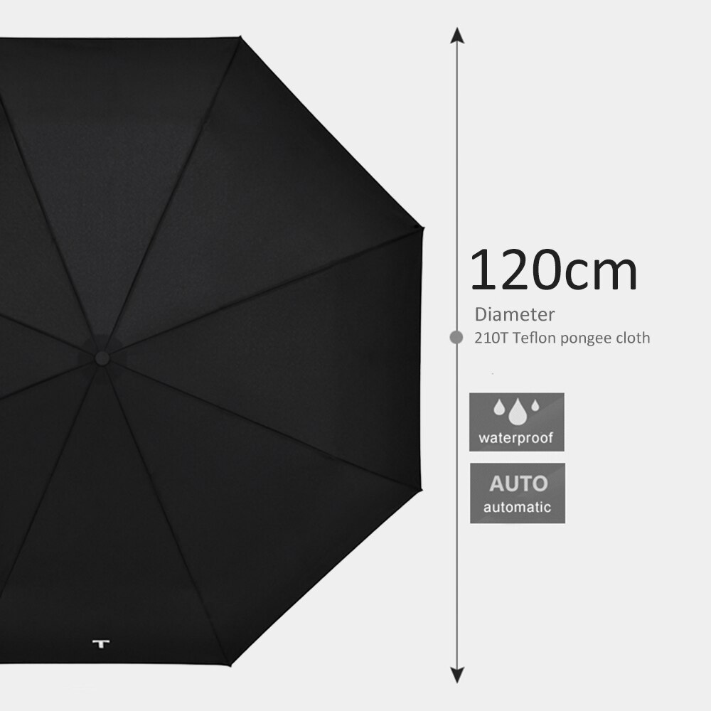 Tiohoh overdimensionerede store automatiske paraplyer mænd forretning 120cm sort foldning paraplyer regn store vindtæt golf paraply paraguas 8k