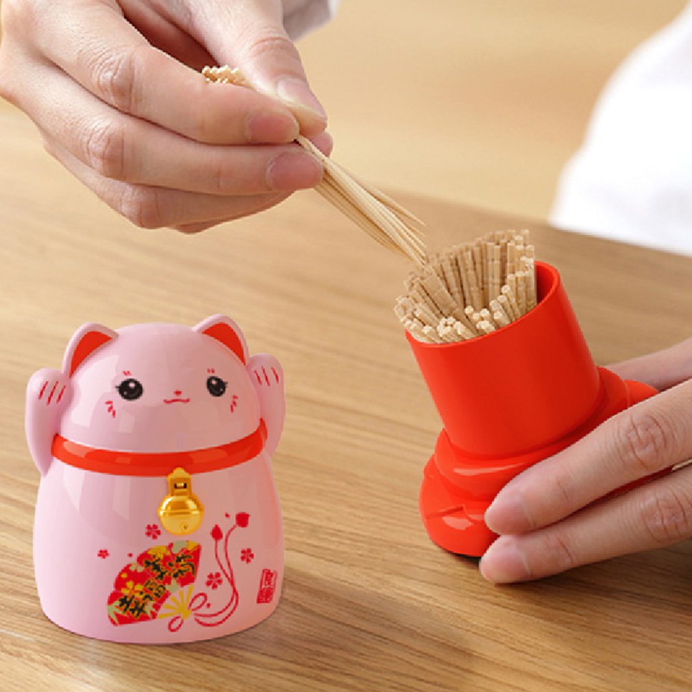 China lucky cat toothpick dispenser box holder Plastic storage boxes living room kitchen Accessories home Feng Shui decorative