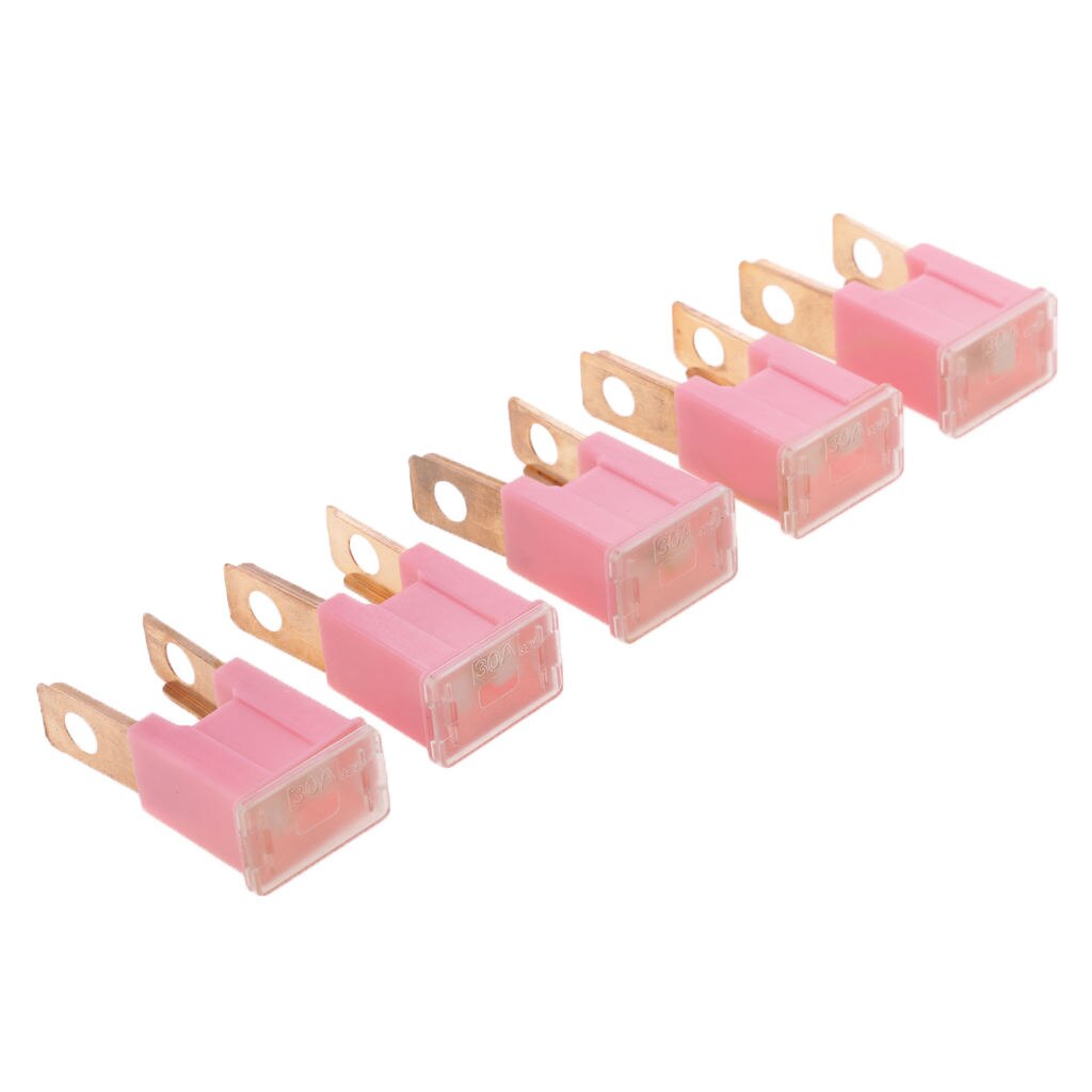 5 Pieces Replacement Car 32V 30A-120A Slow Blow Male PAL Straight Blade Fuses: Pink 30A