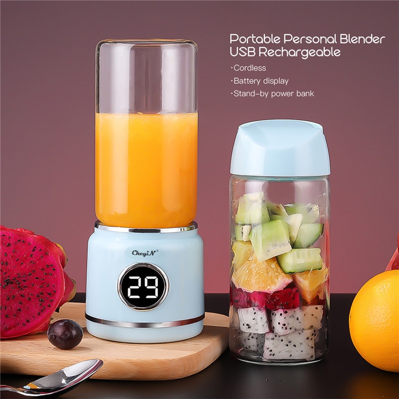420 ML Elektrische Mini Juicer Machine Draagbare Fruit Blender Crusher USB Oplaadbare Juicer Cup Mixer Smoothie Maker voor Reizen 35