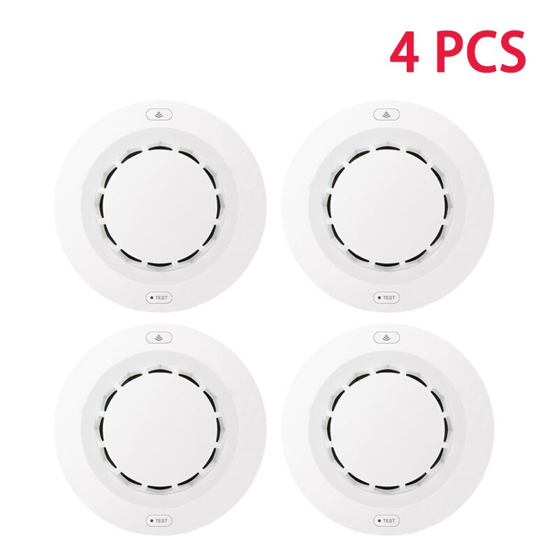 Tuya-alarma de humo con WiFi para el hogar, Detector de humo de protección contra incendios, combinación de alarma contra incendios, sistema de seguridad para el hogar, bomberos, 1-4 piezas: 4 PCS
