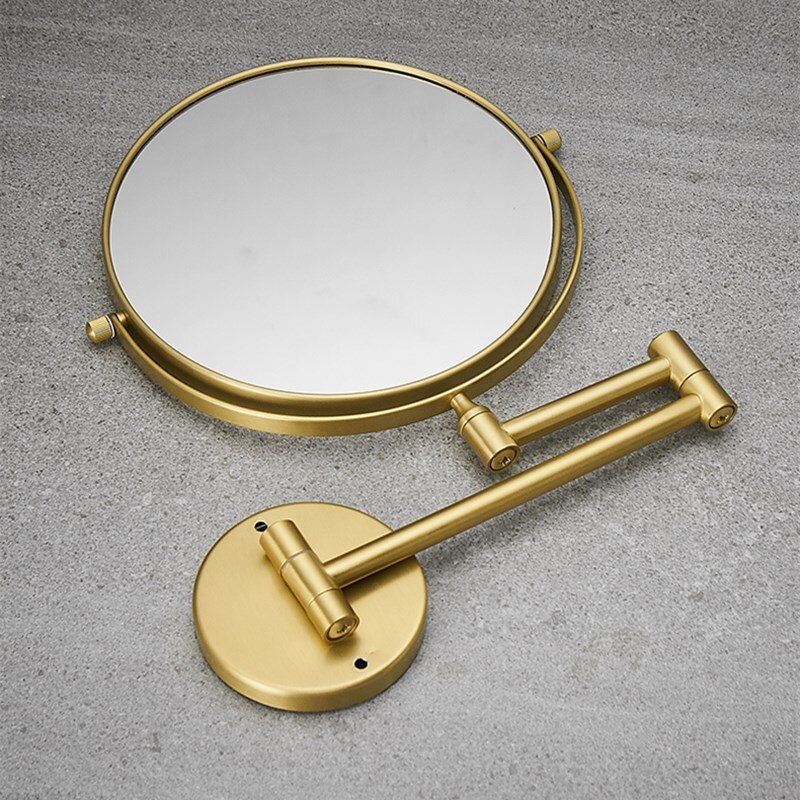 Liuyue makeup spejl kobber guld badeværelse spejle 3 x forstørrelses spejl folde barbering 8 "dobbelt side antik væg rundt spejl