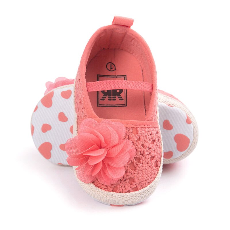 Baby pige sommer hul strik blød sål walking ballet kjole mary jane babe vugge sko: Rød / 7-12 måneder
