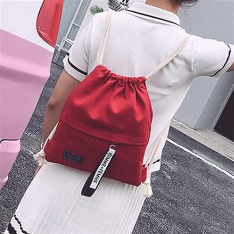 Canvas Drawstring Backpack Canvas Storage Pack Rucksack Pouch for School Back Pack for Teen School Canvas Drawstring Bag