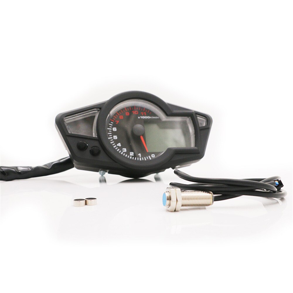Universal 15000RPM Motorcycle LCD Speedometer Motorcycle Digital Odometer Speedometer Tachometer Fit for 2&4 Cylinders