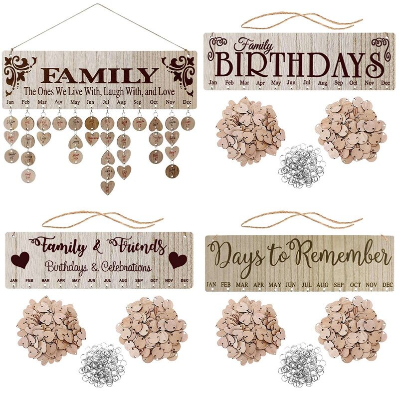 Family wood calendar sign wall decoration home calendar