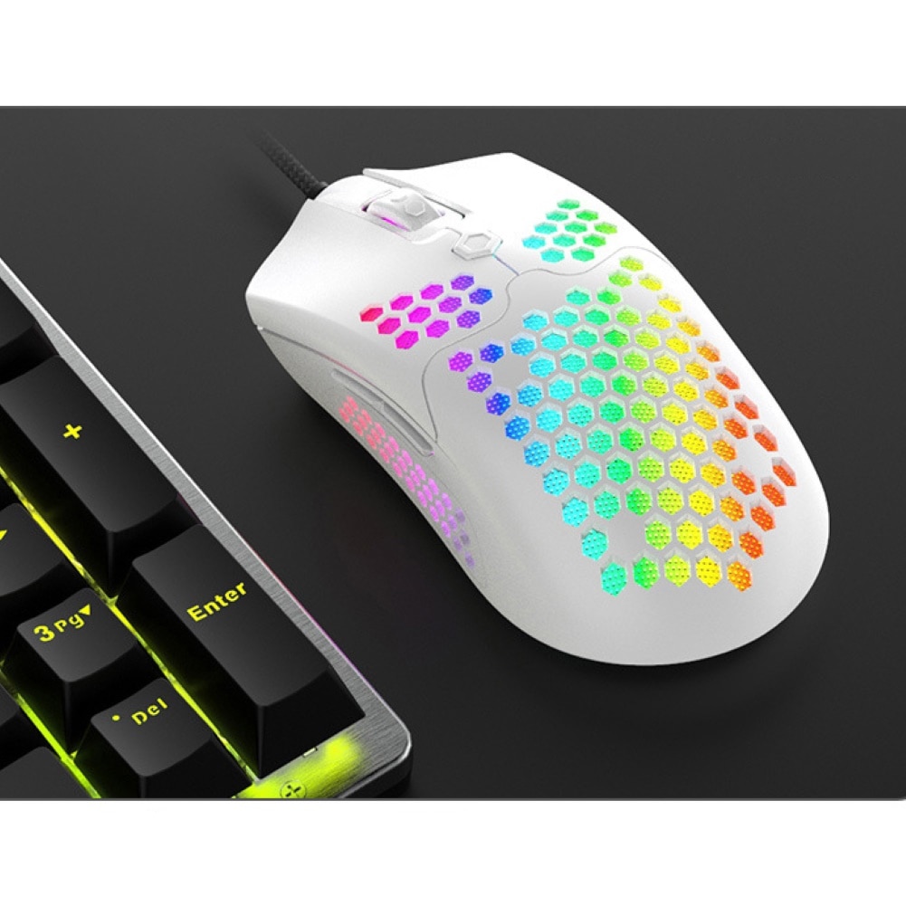 M5 hule rgb-lys 16000 dpi 7 -knaps kablet gaming mus til pc computer